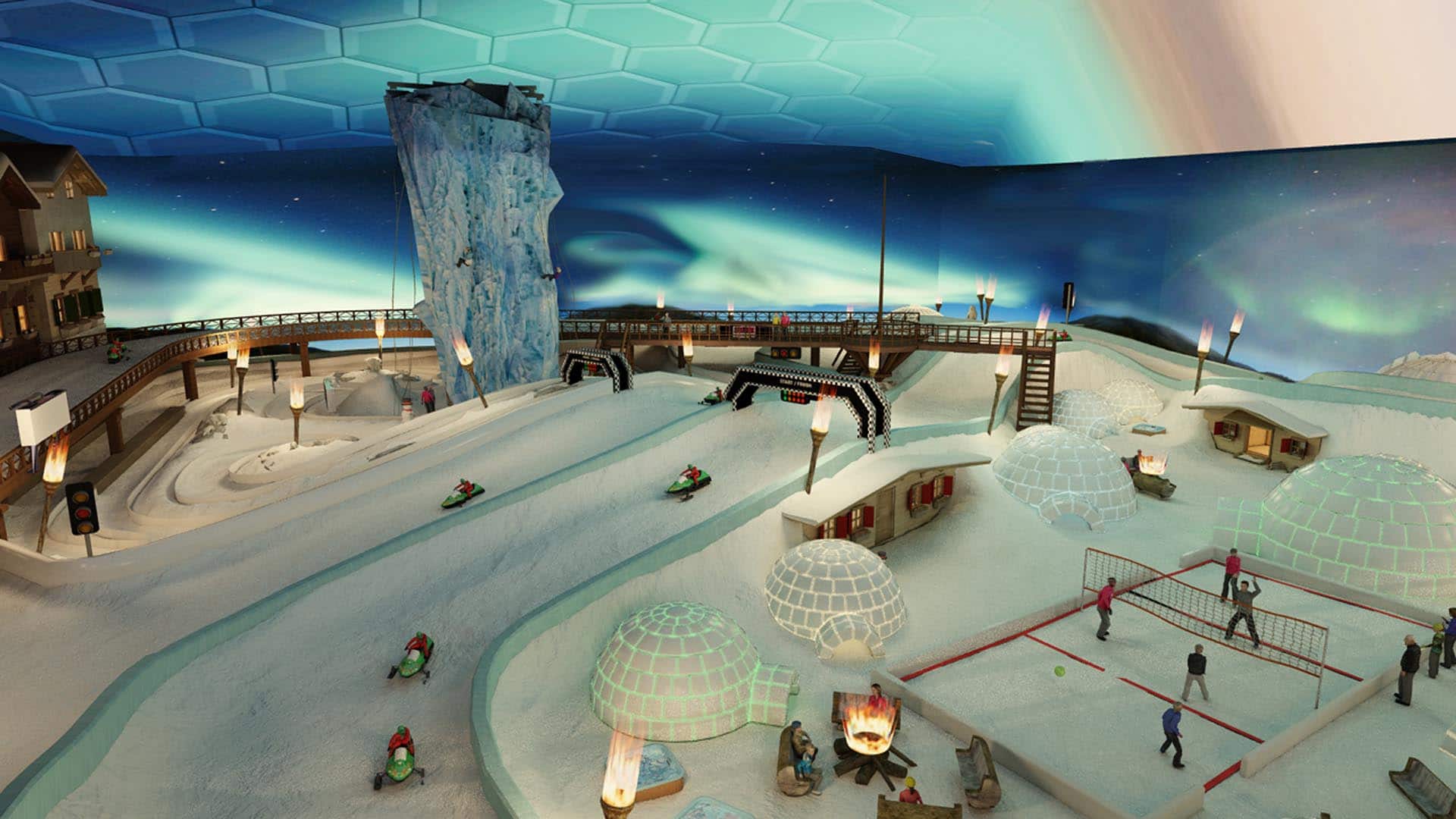 An Exciting Patented Indoor Snow Circuit and Igloo Village